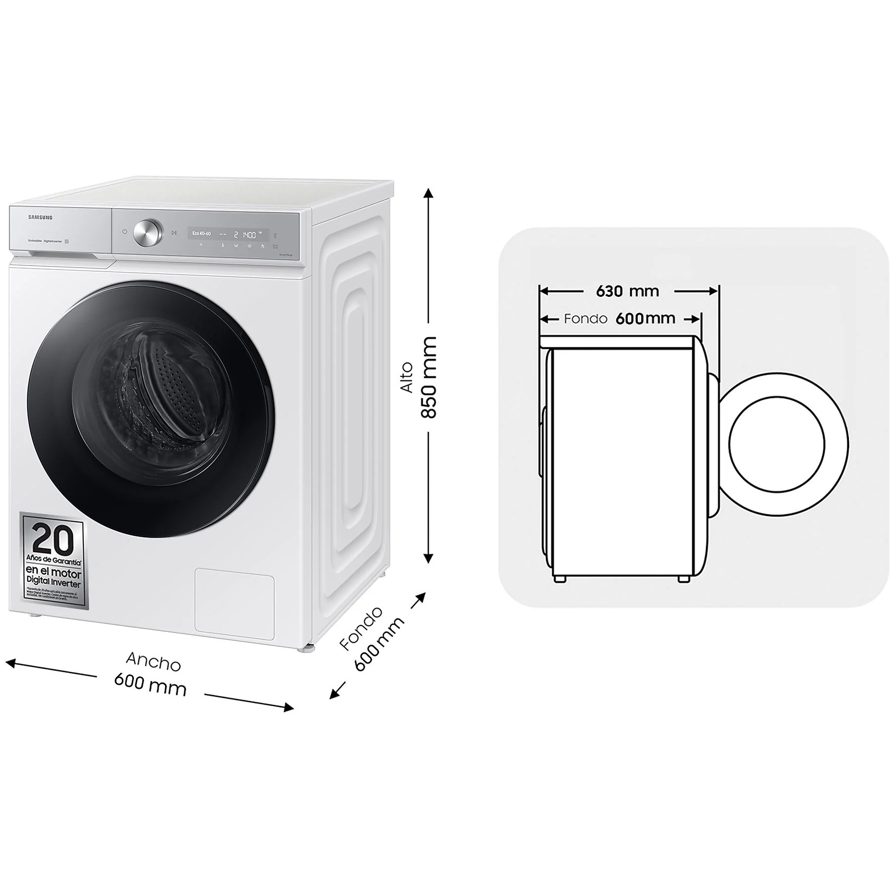Samsung Lavadora WW11DB8B95GHU3 11 kg 1400 rpm - Imagen 3